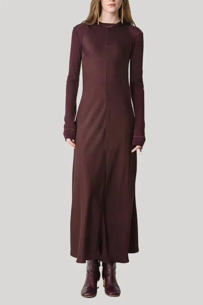 Forte Forte Sleeveless Satin Dress In Chocolat Noir In Burgundy