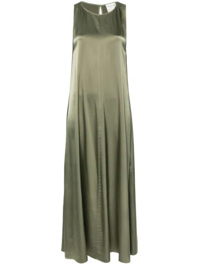 Forte Forte Sleeveless Satin Maxi Dress In Green