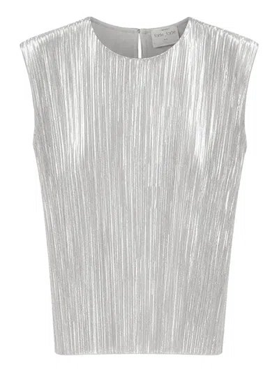 Forte Forte Sleeveless Top With Irregular Pleating In Gray