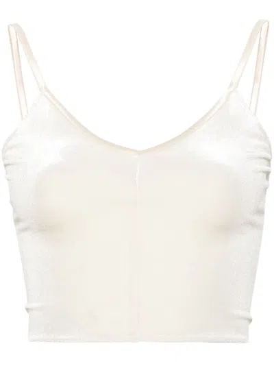 Forte Forte Sleeveless Velour Crop Top In Neutrals