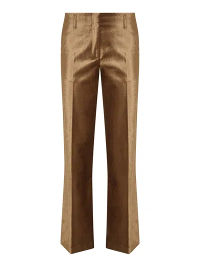 Forte Forte Slim Fit Plain Trousers In Gold