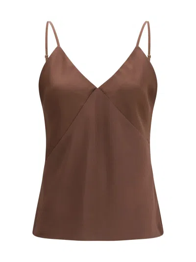 Forte Forte Slip Top In Envers Satin In Brown