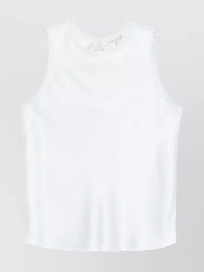 Forte Forte Smooth Round Neck Satin Top With Keyhole In White