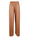 Forte Forte Tailored Straight-leg Trousers With Elastic Waistband And Subtle Snake Print In Brown