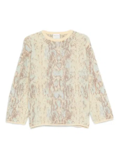 FORTE FORTE SNAKESKIN-PATTERN CREW-NECK SWEATER