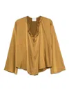 Forte Forte Soft Silk Blend Green Blouse In Brown