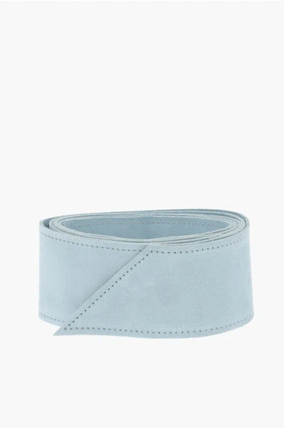 Forte Forte Solid Color Leather Belt Without Buckle In Blue