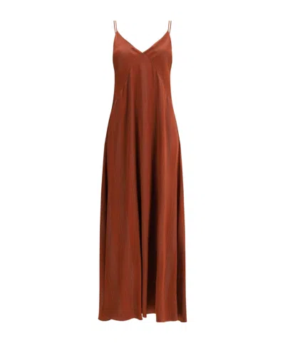 Forte Forte Spaghetti-strap Metallic-detail Dress In Brown