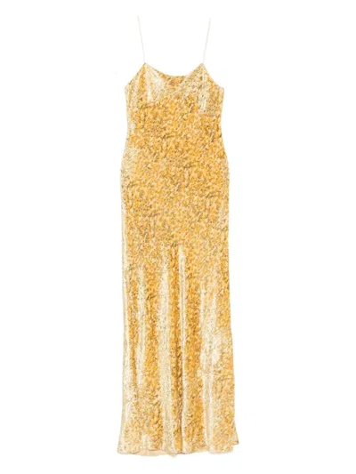 Forte Forte Spaghetti-strap Patterned Dress In Yellow
