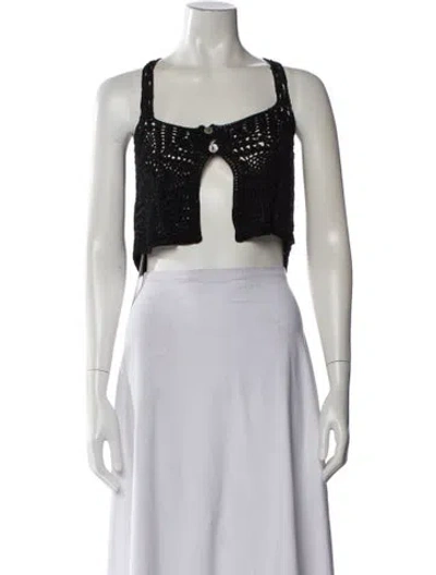 Pre-owned Forte Forte Square Neckline Sleeveless Crop Top In Black