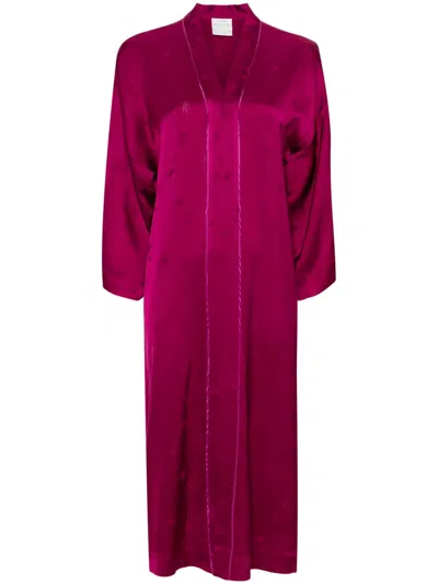 Forte Forte Star-jacquard Satin Coat In Pink