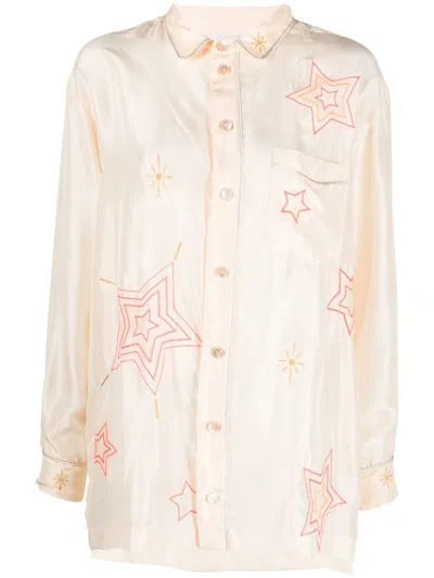 Forte Forte Star-print Long-sleeve Shirt In Neutrals