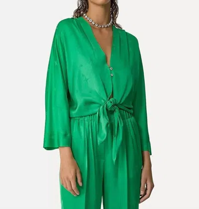 Forte Forte Star Satin Jacquard Shirt In Grass Green