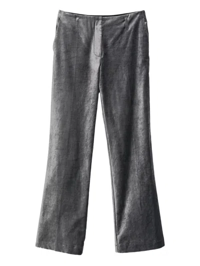 Forte Forte Stone Stretch Velvet Flare Pants In Gray