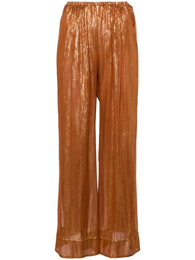 Forte Forte Straight-leg Lurex Trousers In Orange