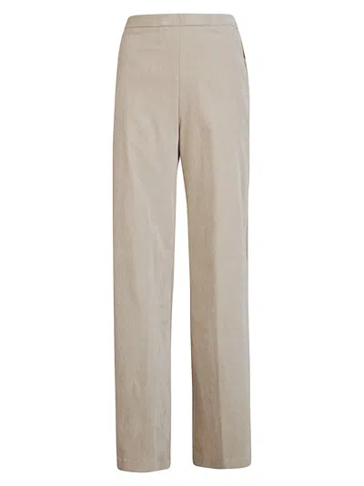 Forte Forte Straight-leg Pants With Subtle Sheen And Elastic Waistband In Neutral