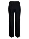 Forte Forte Fluid Velvet Wide-leg Pants With Elastic Waistband And Side Pockets In Black