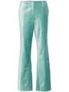 Forte Forte Forte_forte Cotton Viscose Stretch Velvet Trumpet Shaped Pants In Blue