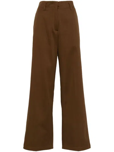 Forte Forte Heavy Cotton Cover Stright Leg Trousers In Green