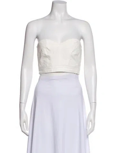 Pre-owned Forte Forte Strapless Crop Top In White
