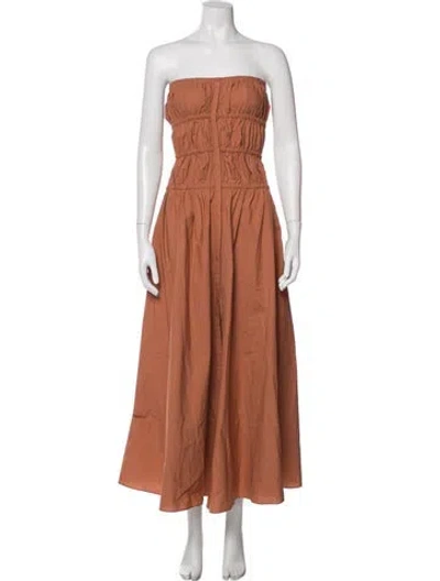 Pre-owned Forte Forte Strapless Long Dress W/ Tags In Orange