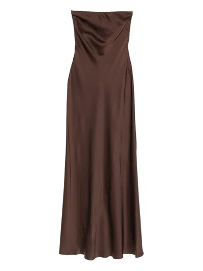 Forte Forte Strapless Midi Dress In Brown
