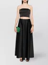 Forte Forte Strapless Satin Bandeau Top With Draped Detail In Black