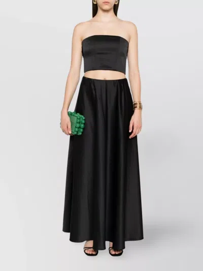 Forte Forte Strapless Satin Bandeau Top With Draped Detail In Black