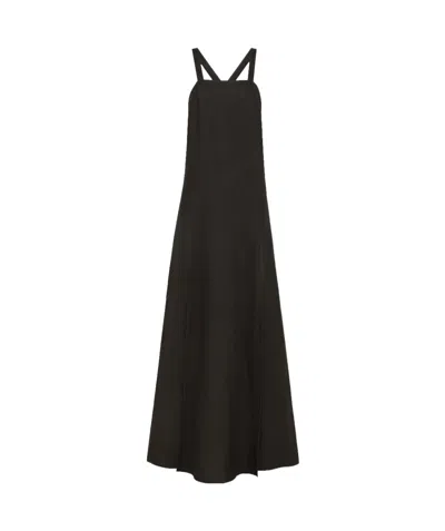 Forte Forte Linen Canvas Strap Dress In Black