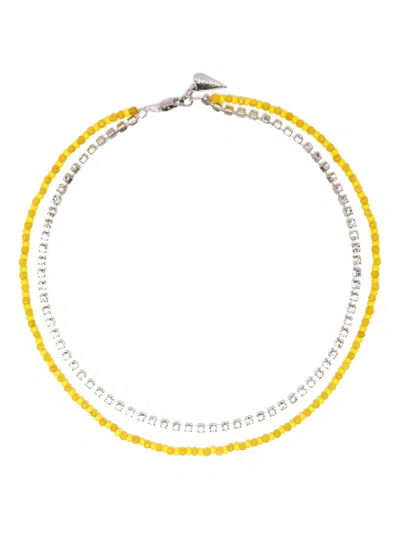 Forte Forte Strass And Beads Necklace In Yellow