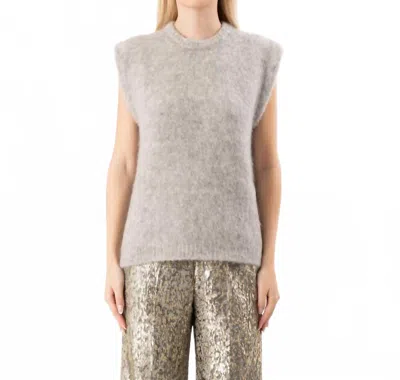 Forte Forte Stretch Baby Suri Alpaca Oversized Vest In Pearl In Gray