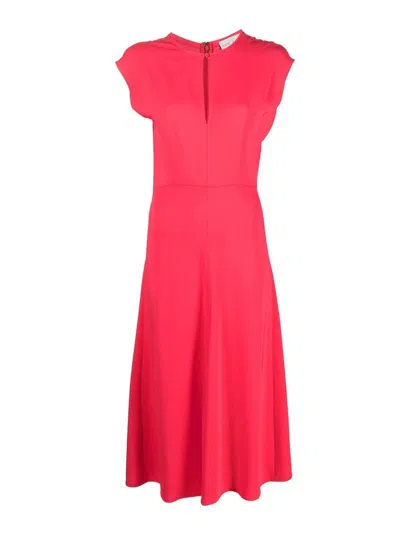 Forte Forte Keyhole-neck Flared Midi Dress In Red
