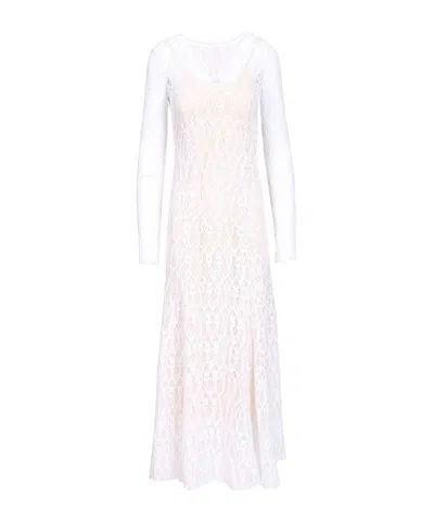 Forte Forte Long-sleeves Lace Maxi Dress In White