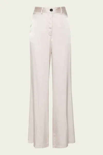 Forte Forte Stretch Satin Silk Sartorial Pants In Perla In Gray