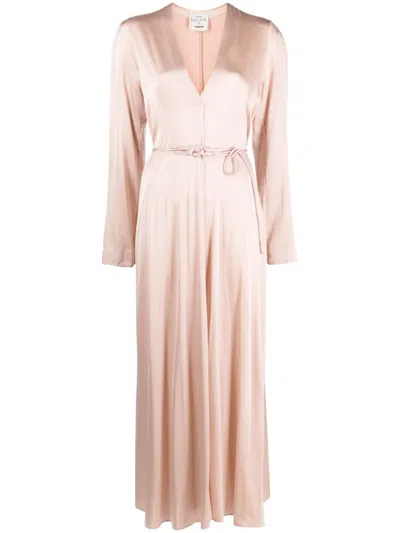 Forte Forte V-neck Stretch-silk Tunic Dress In Pink