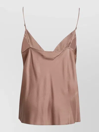 Forte Forte Stretch Silk Satin Slip Top V Neckline In Pink