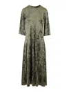 Forte Forte Long Velvet Olive Green Dress In Green