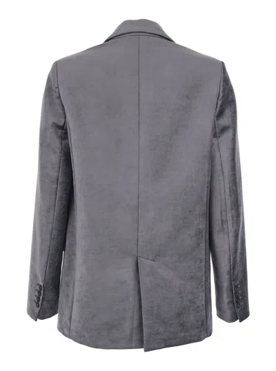 Forte Forte Stretch Velvet Masculine Jacket In Gray