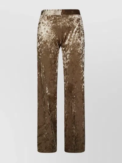 Forte Forte Stretch Velvet Straight Leg Full Length Pants In Brown
