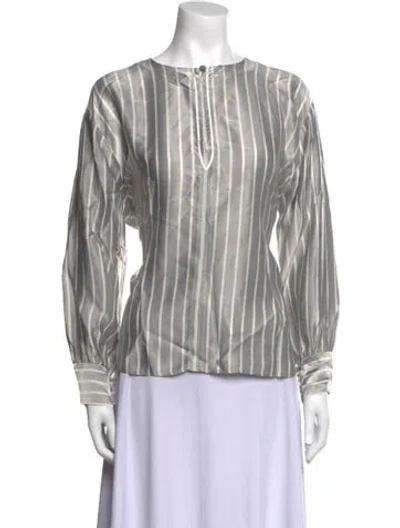 Pre-owned Forte Forte Striped Bateau Neckline Blouse In Gray