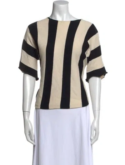 Pre-owned Forte Forte Striped Bateau Neckline Sweater In Neutral