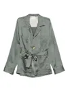 Forte Forte Pyjama Jacket In Silver Pinstriped Satin In Black