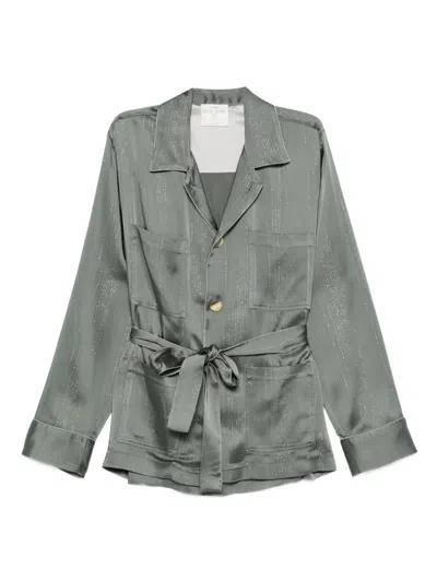 FORTE FORTE STRIPED BELTED JACKET