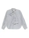 Forte Forte Vertical Striped Blouse With Distinctive Bow Tie In Multi