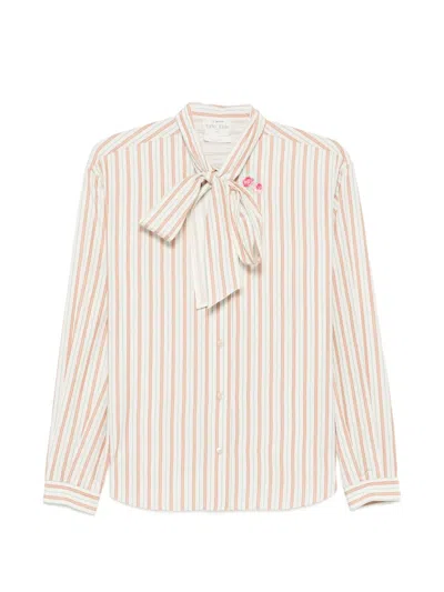 Forte Forte Striped Bow Shirt In Multi