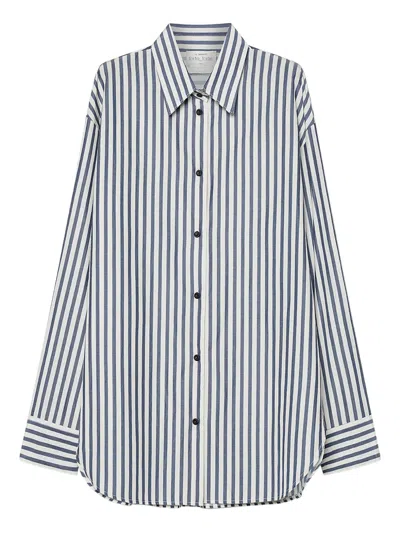 Forte Forte Chic Striped Taffeta Shirt With Masculine Cut In Multi
