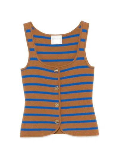 Forte Forte Striped Button-fastening Vest In Brown