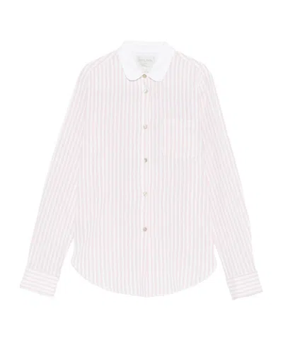 Forte Forte Striped Contrast-collar Shirt In Pink