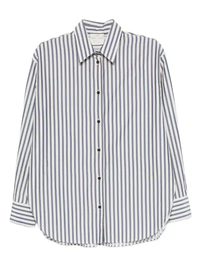 Forte Forte Striped Cotton Blend Shirt In Blue
