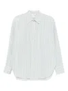 Forte Forte Striped Long Sleeve Top With Pointed Collar In Multi